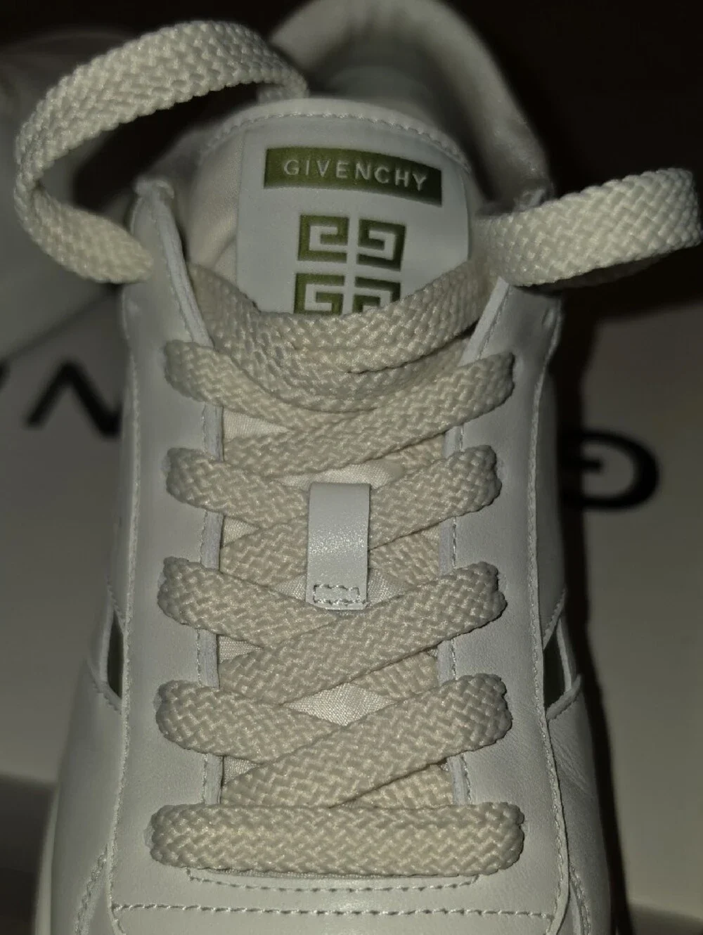 Brand New Givenchy Low-Top Leather Sneakers in White with Khaki Accents